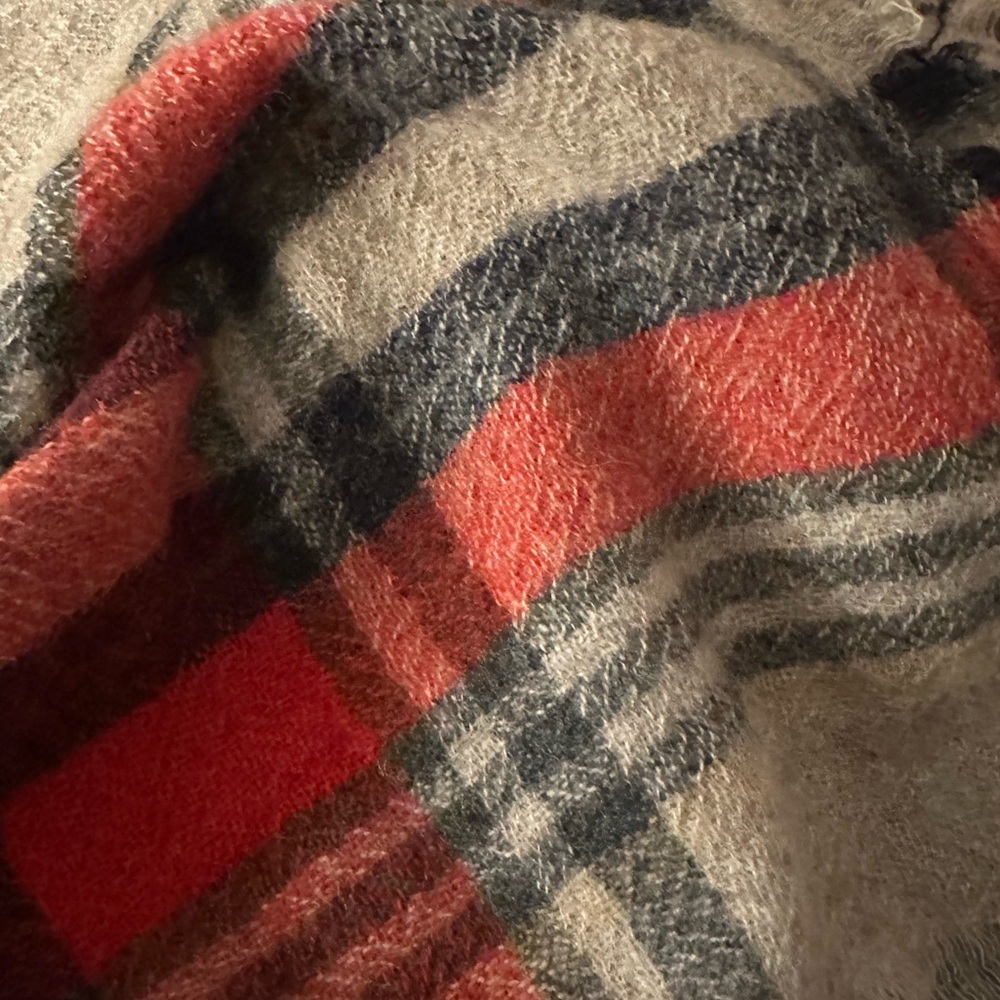 Madewell Lightweight Wool Plaid Blanket Shawl Scarf Red Black Beige Holidays